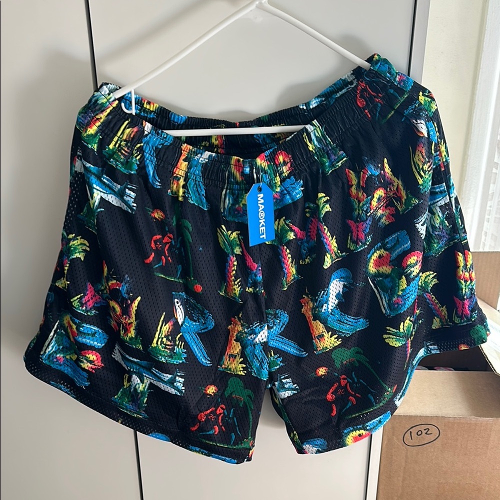 NEW! Mankind Black Tropical Print Shorts
